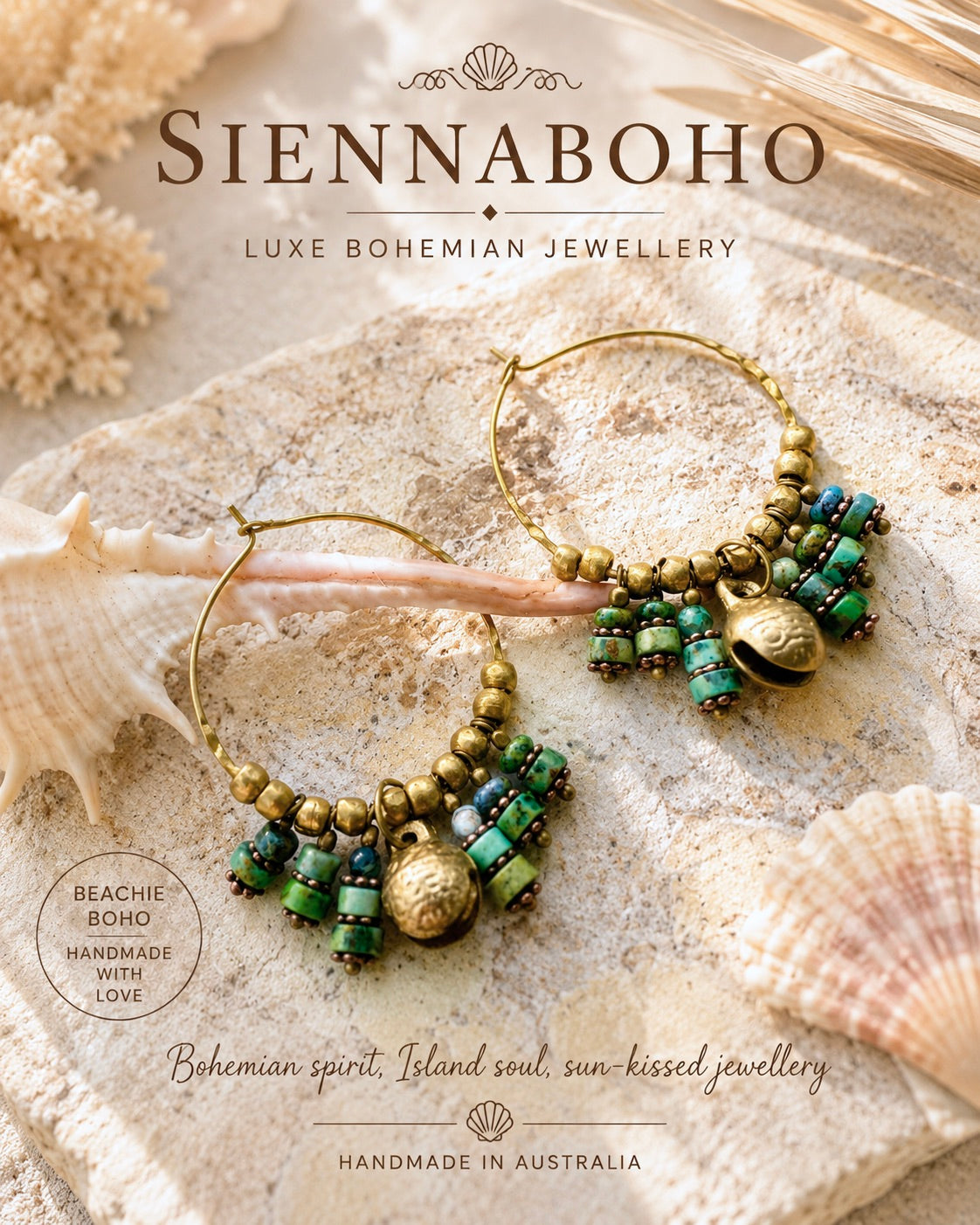 Turquoise Indian Bell Brass Earrings