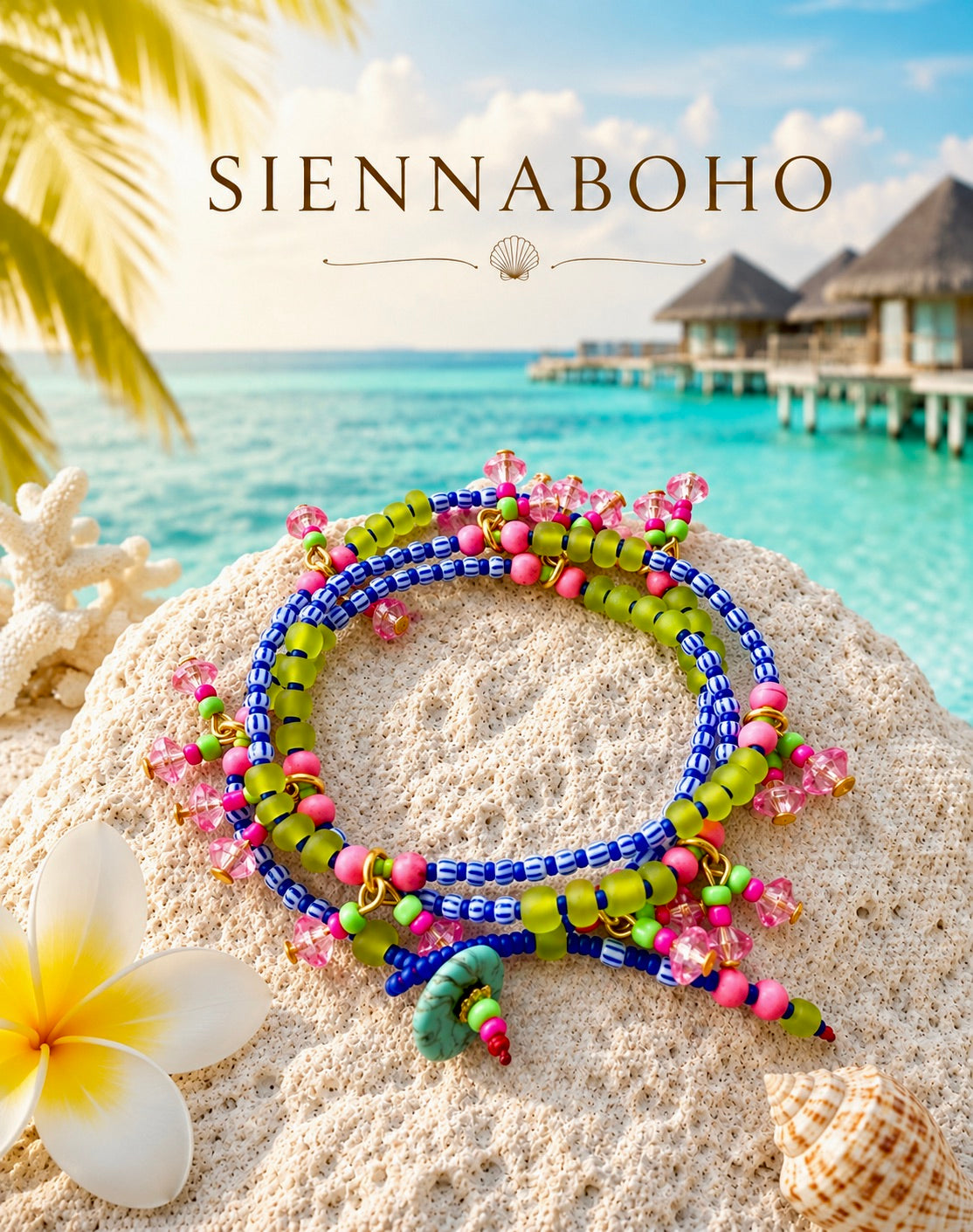 Boho Seed Bead Charm Wrap Bracelet