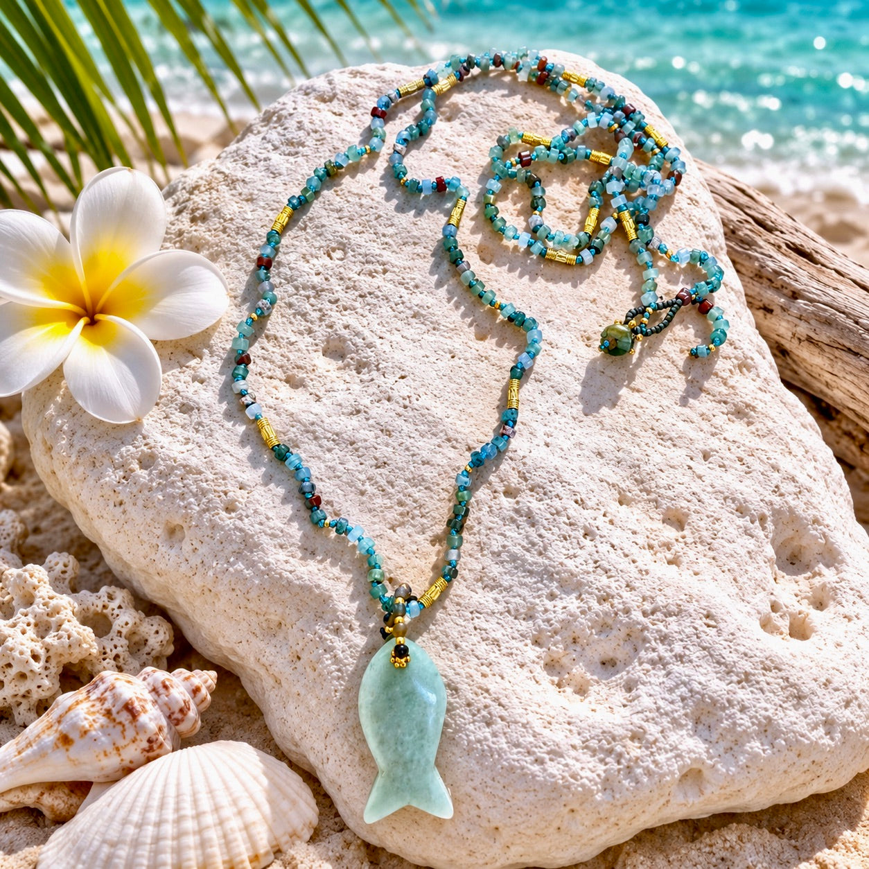 Bohemian Natural Gemstone Beach Necklace