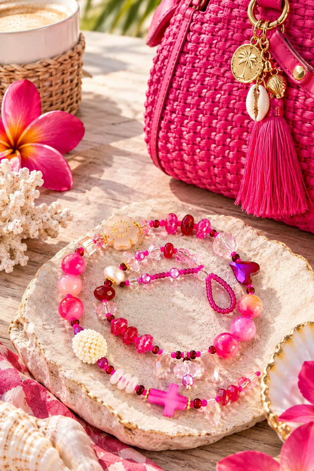 Pink Sun-Kissed Crystal Treasure Bracelet