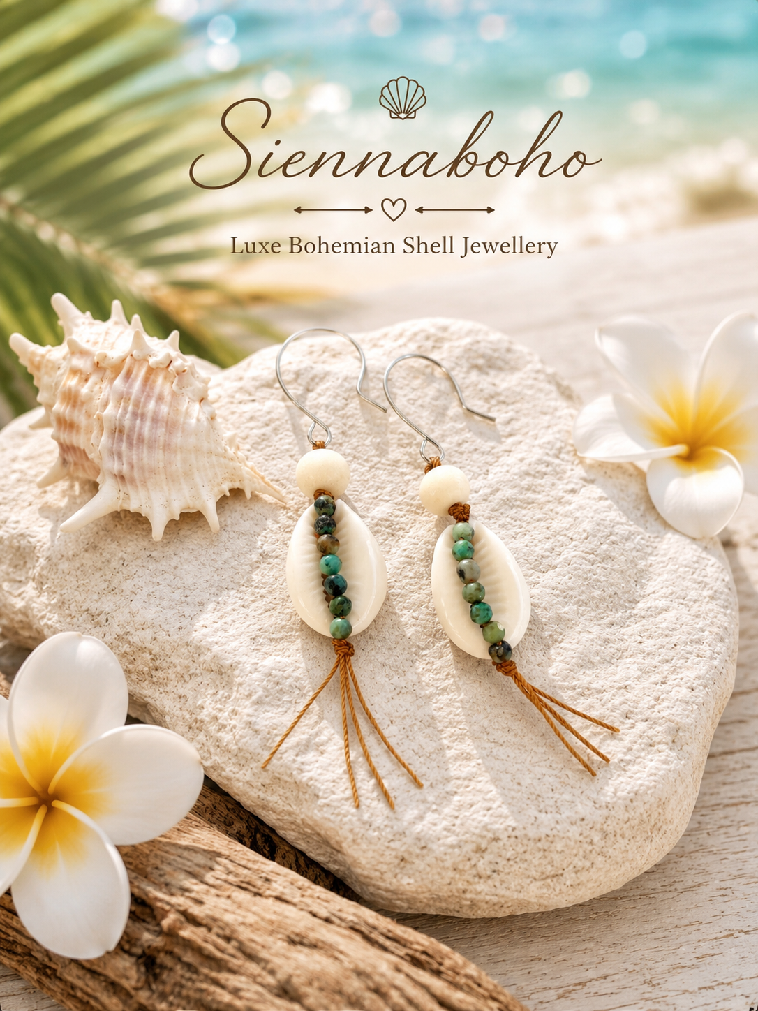Cowrie Shell Island Silver Earrings