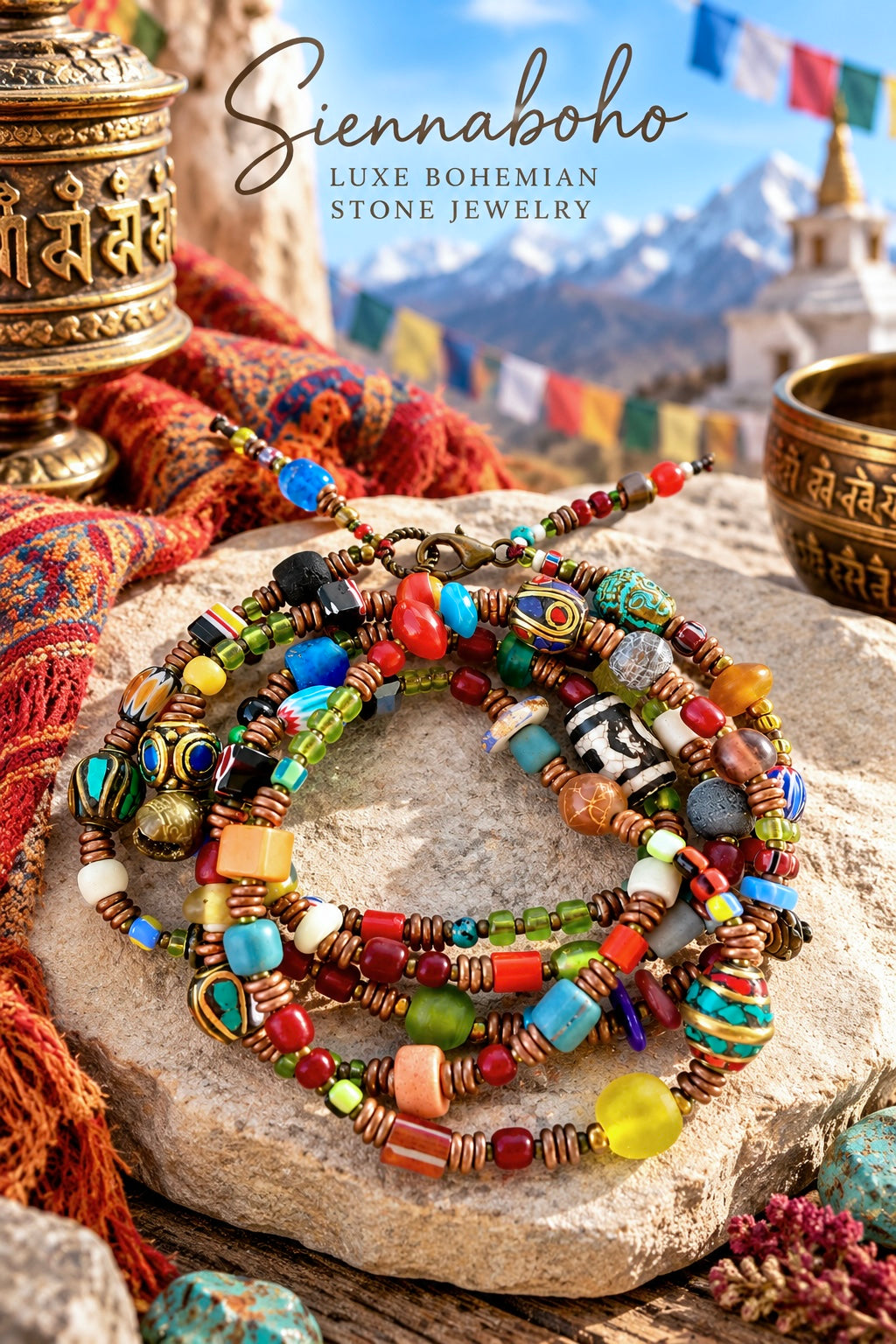 Artisan Tibetan Vintage Wrap Bracelet - Necklace