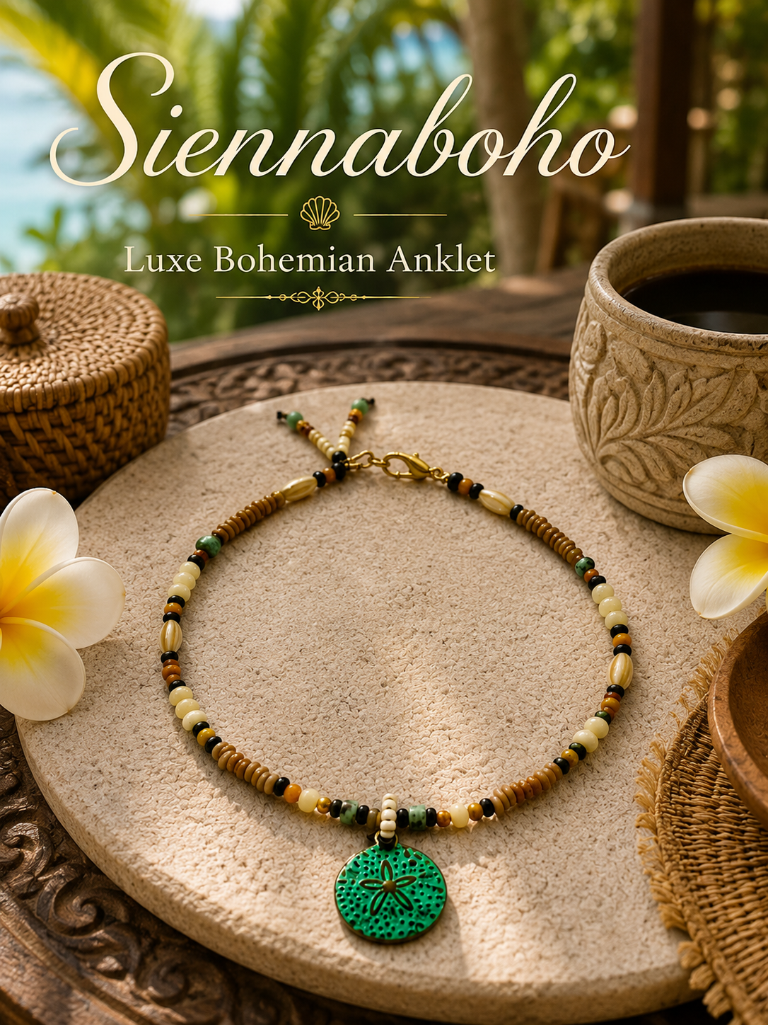Bali Sand Dollar Shell Stone Anklet