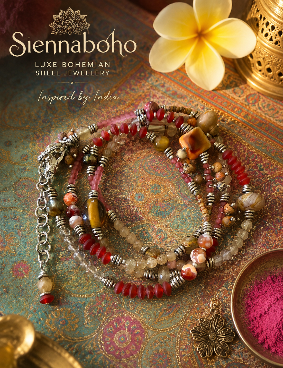 Indian Sunset Quartz Crystal Wrap Bracelet