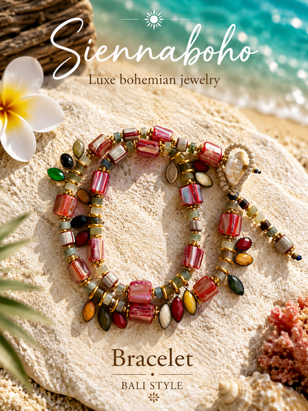 Shell Coastal Stone  Wrap Bracelet