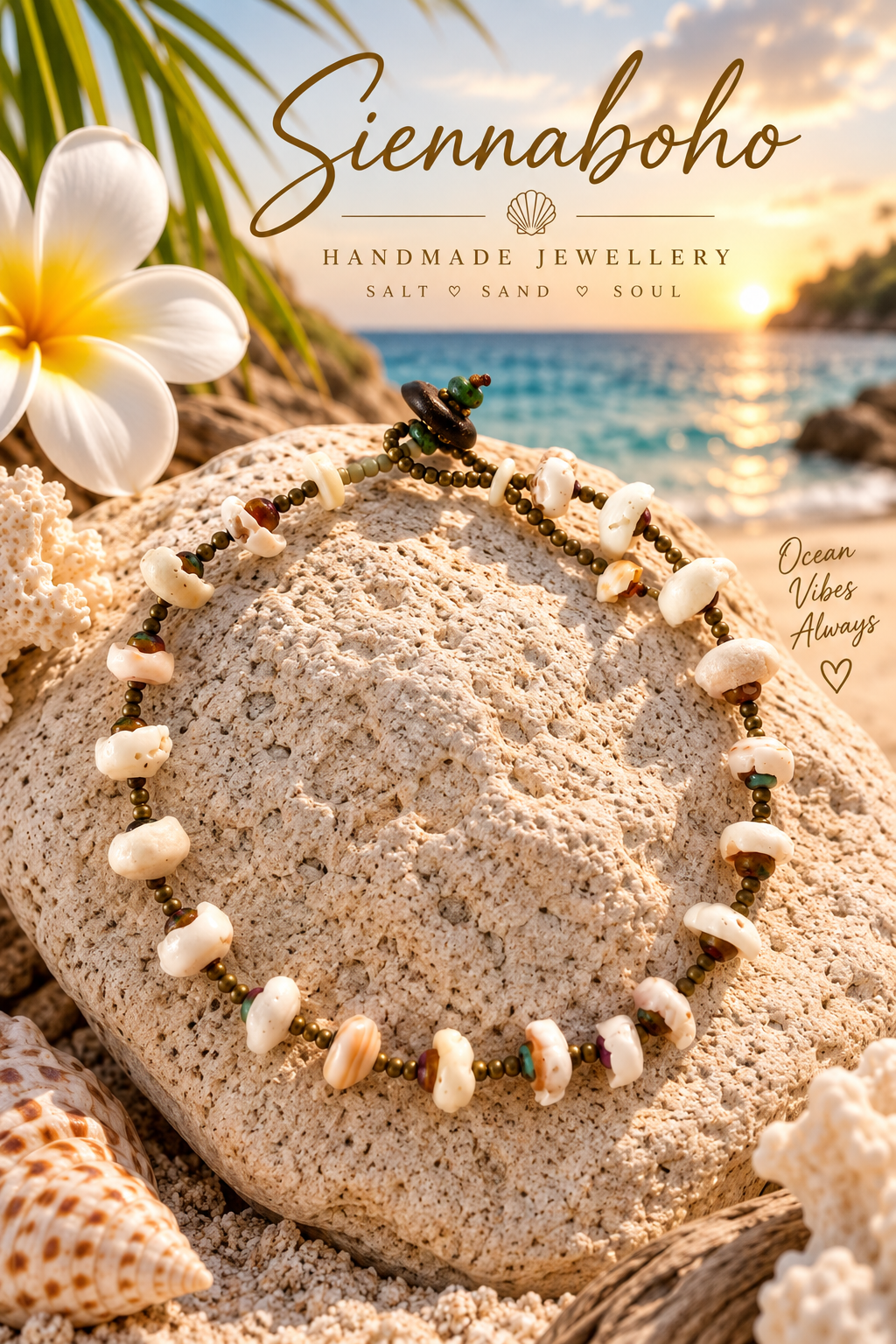 Boho Beach Pukka Shell Anklet - Men's Bracelet