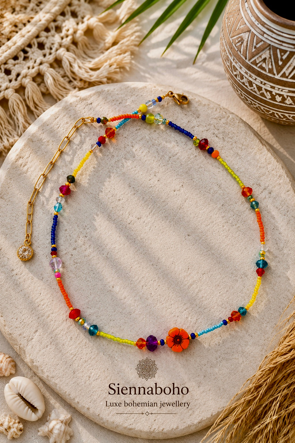 Island Spirit Rainbow Seed Bead Necklace
