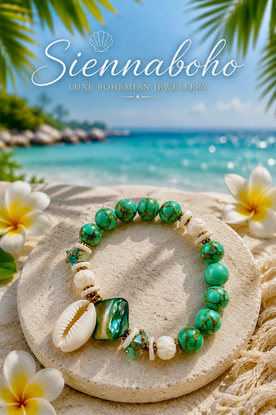 Sea-Foam Cowrie Shell Stone Bracelet
