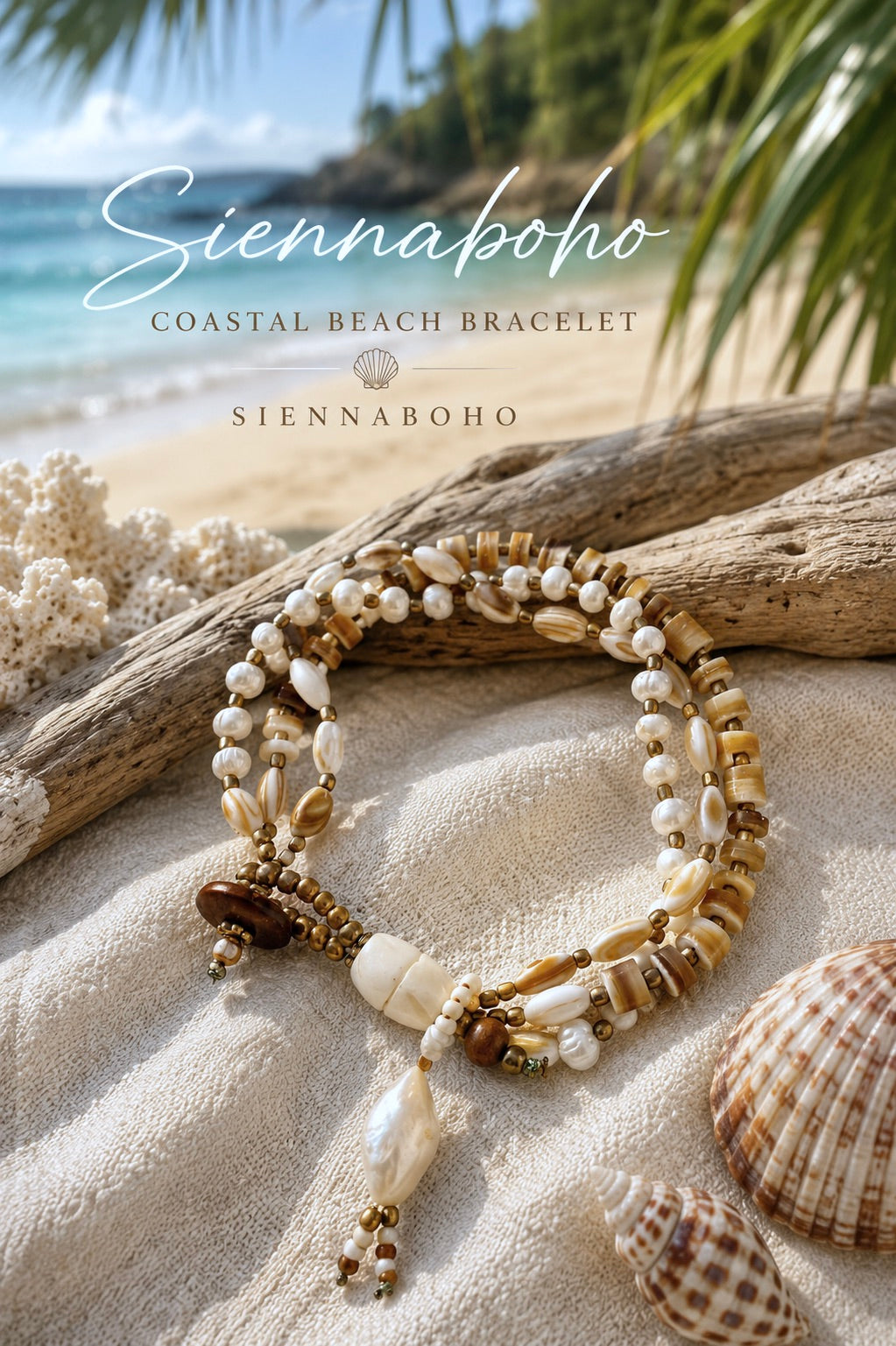 Coastal Pearl & Shell Boho Bracelet