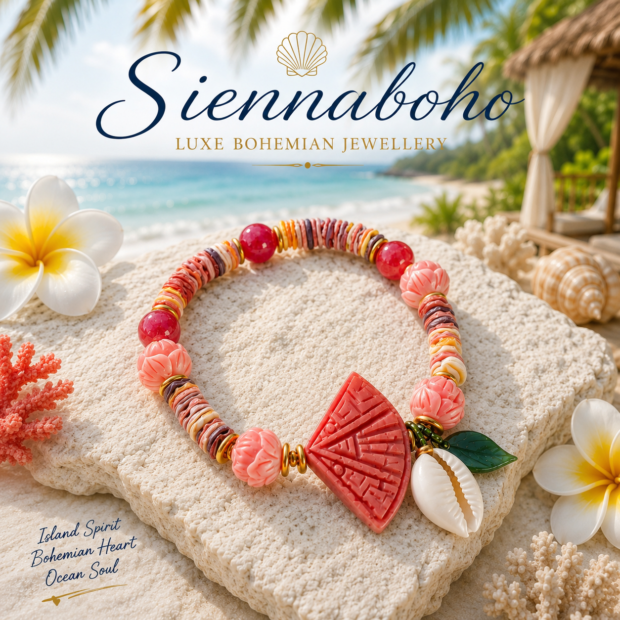 Sun-kissed Coral Shell Bracelet
