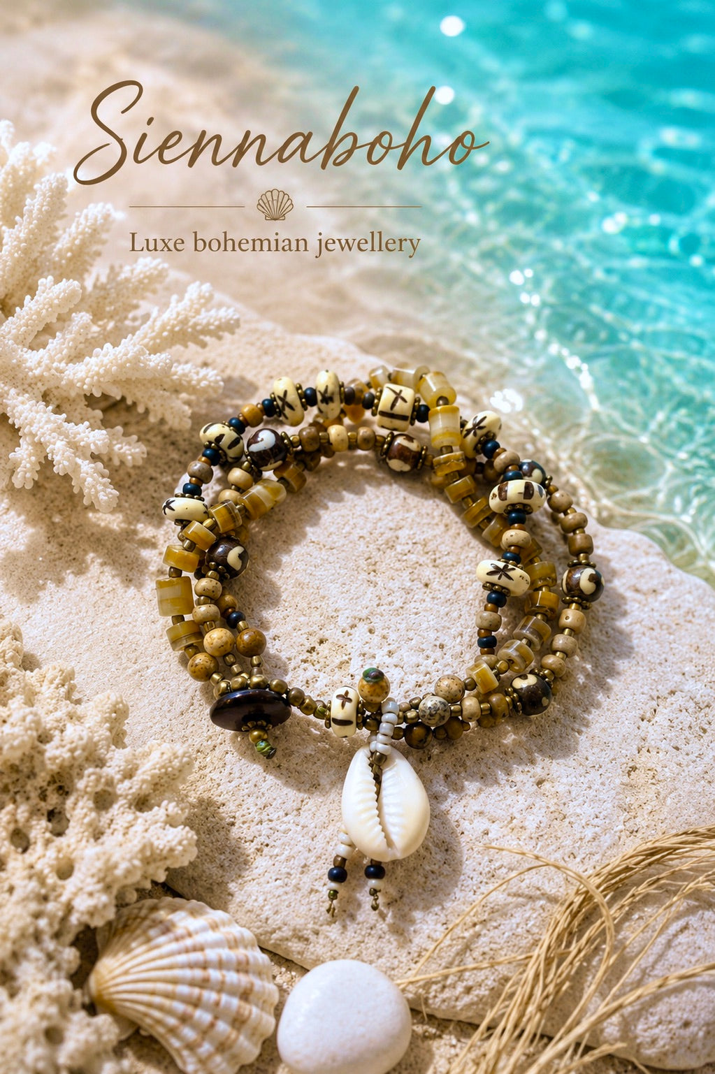 Ocean Shell & Tribal Boho Bracelet