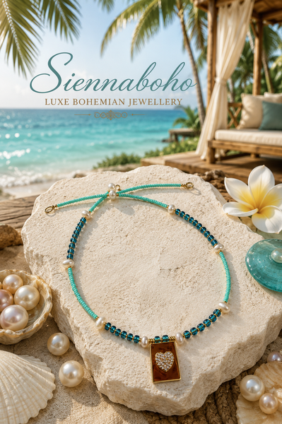 Love Heart Pearl Seed Bead Necklace