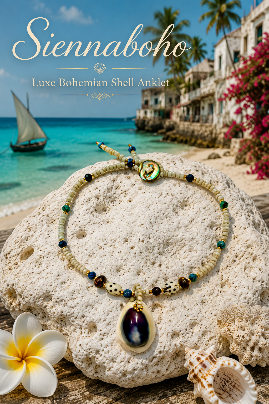 Cowrie Shell Island Seed Bead Anklet