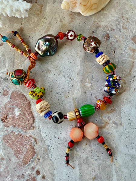 Boho Hippy Charm Stone Beaded Bracelet