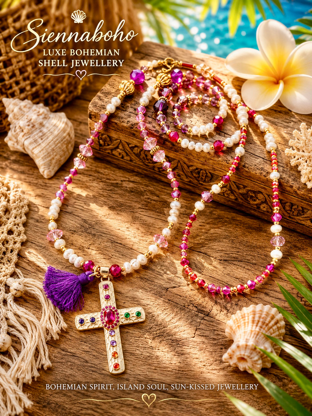 Bohemian Crystal Cross Necklace