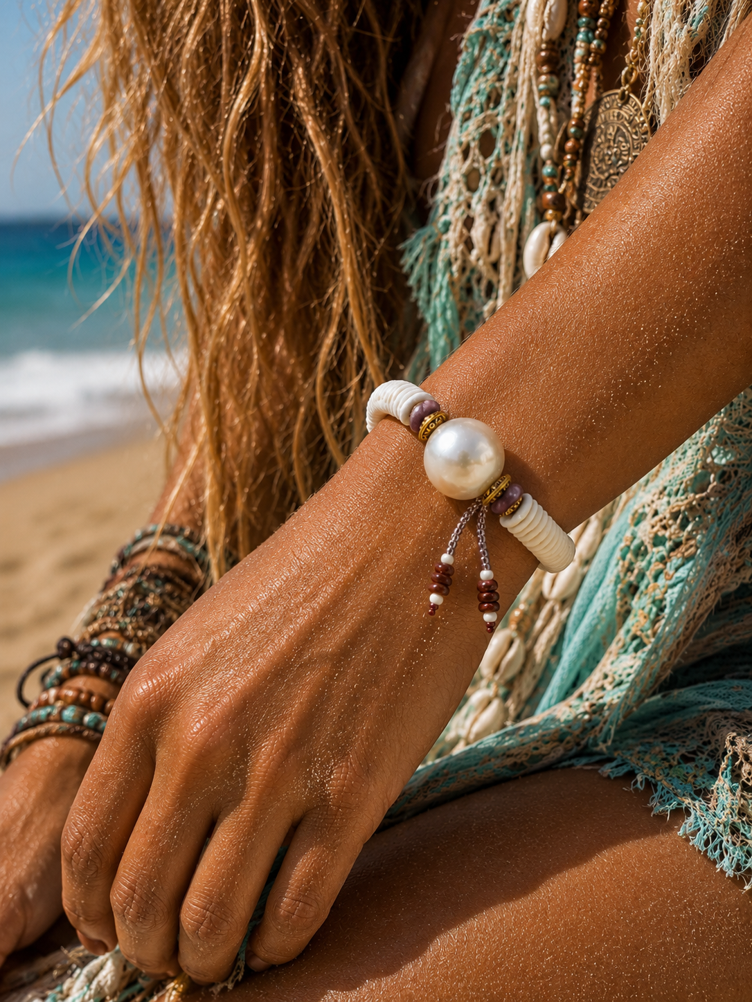 Shell Pearl Boho Beach Bracelet