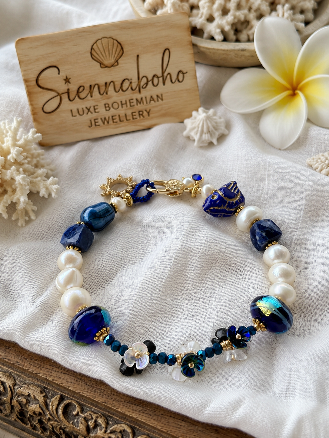 Blue Bird Pearl Bracelet