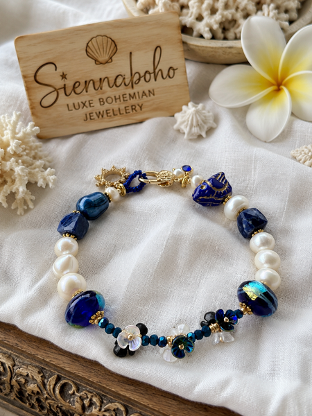 Blue Bird Pearl Bracelet