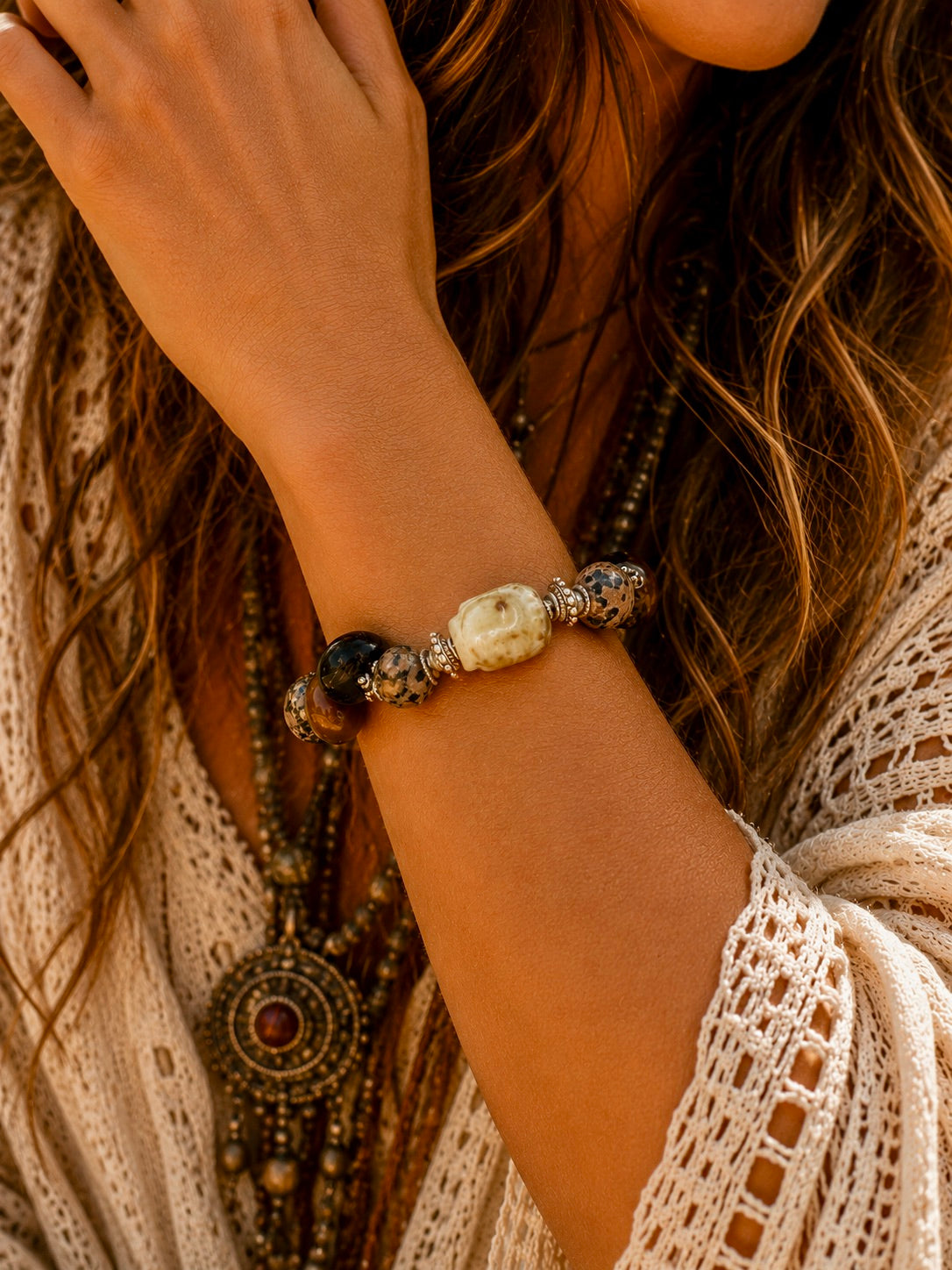 Tibetan Vintage Silver Stone Bracelet