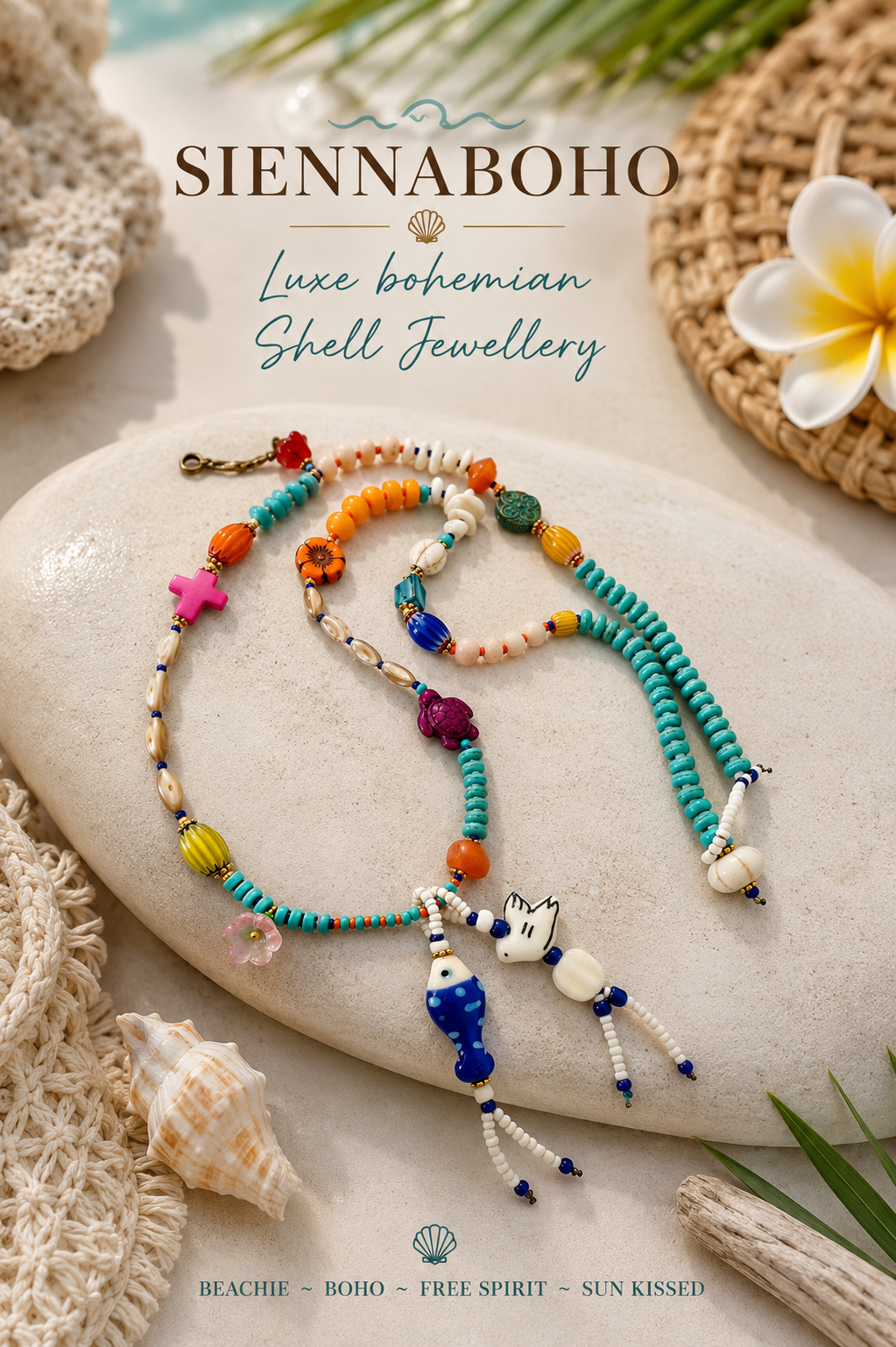 Boho Turquoise Fish Charm Necklace