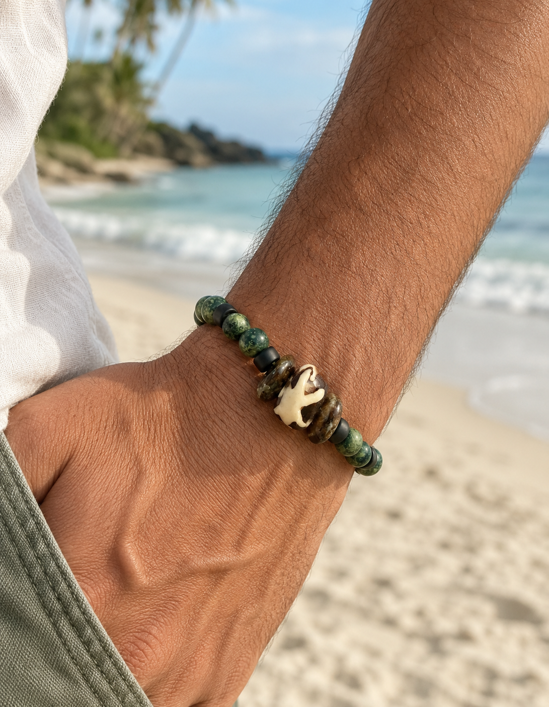 African Dzi Eye Men's Bracelet