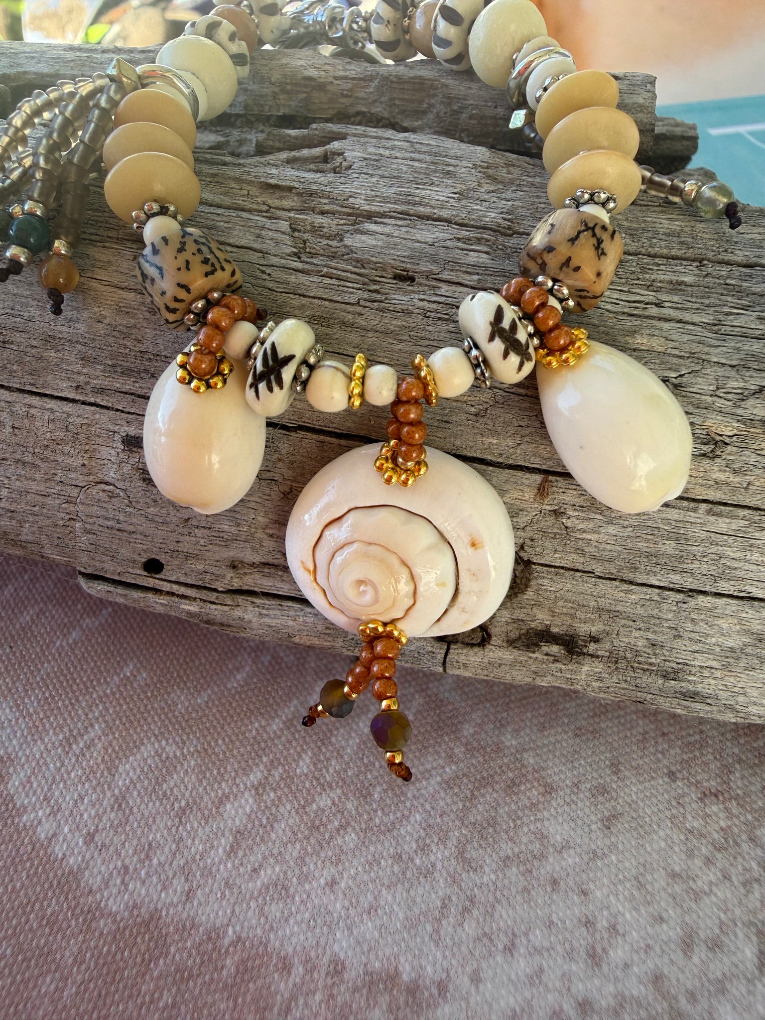 Tribal Island Cowrie Shell Charm Bracelet