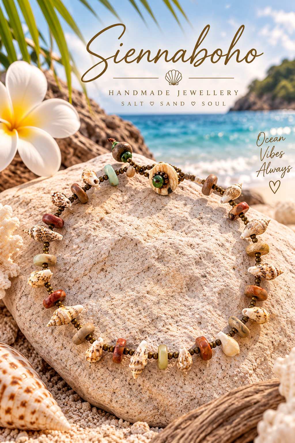 Coastal Beach Shell Stone Anklet
