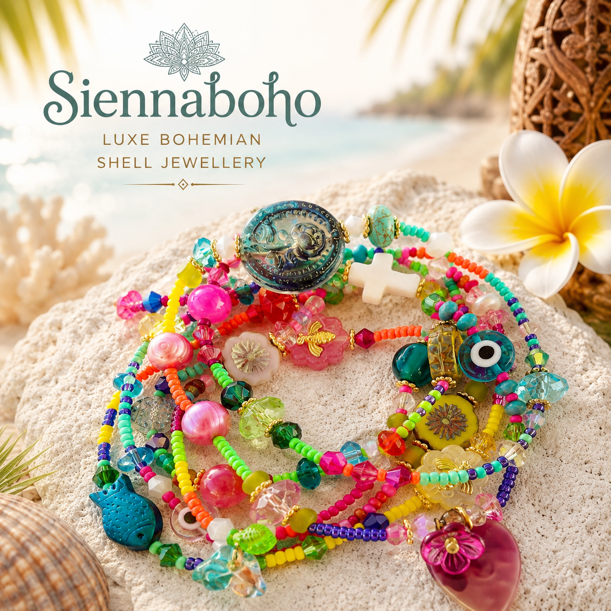 Boho Coloured Seed Bead Wrap Bracelet - Necklace