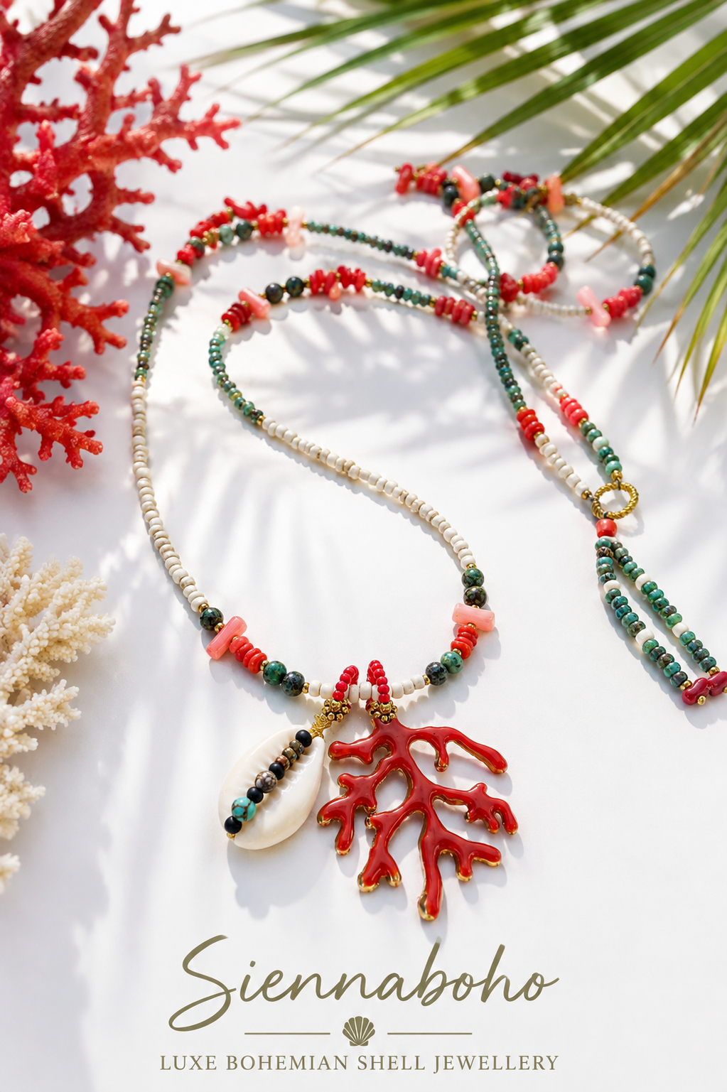Red Coral Seed Bead Necklace