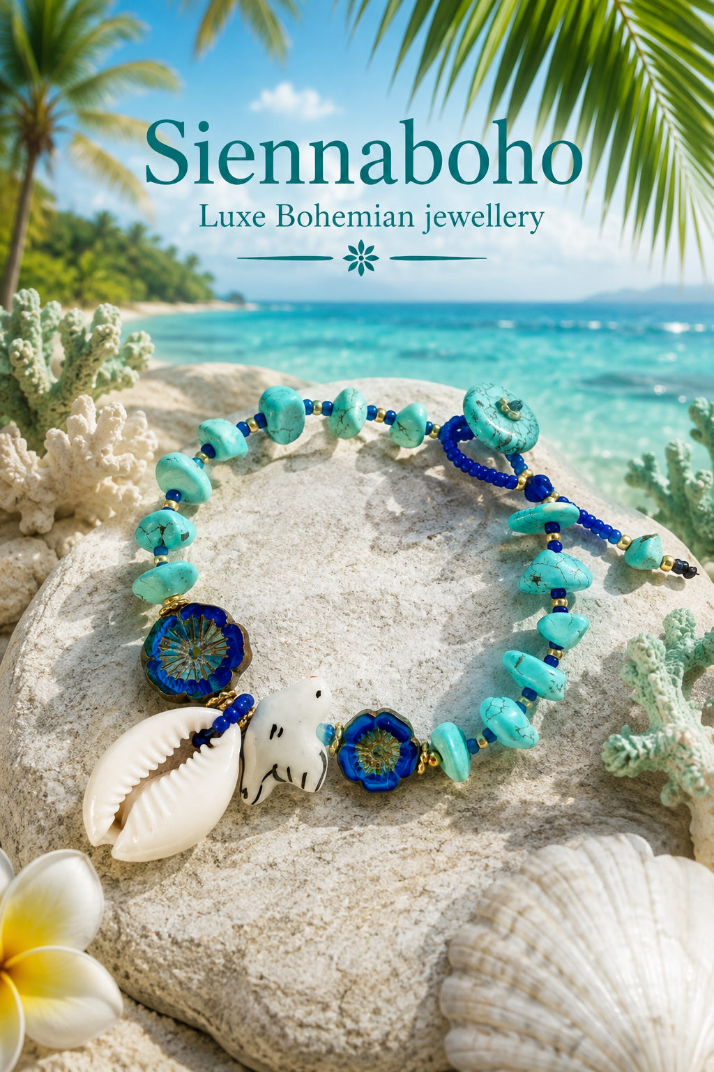 Sea Breeze Cowrie Shell & Bird Charm Bracelet