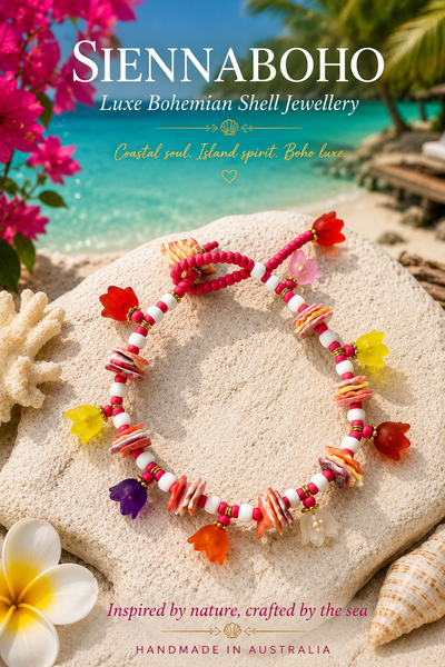Coastal Sunshine Shell Beaded Flower Bracelet