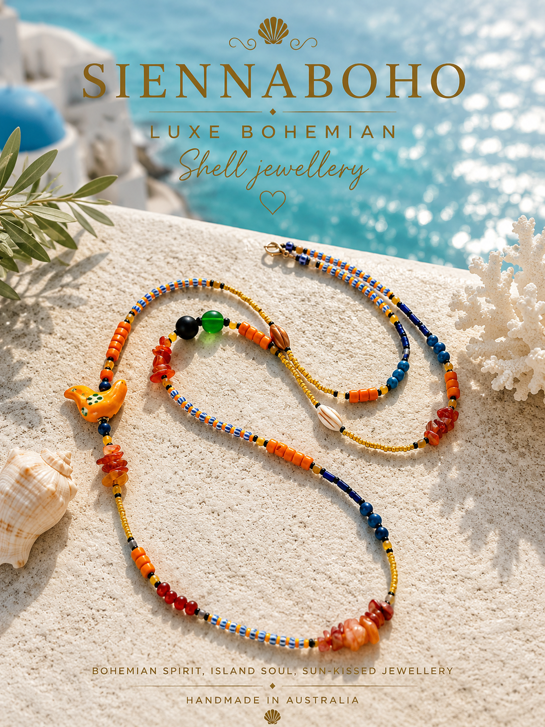 Coral Seed Bead Necklace