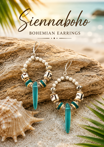 Sea Glass Blue Boho Earrings
