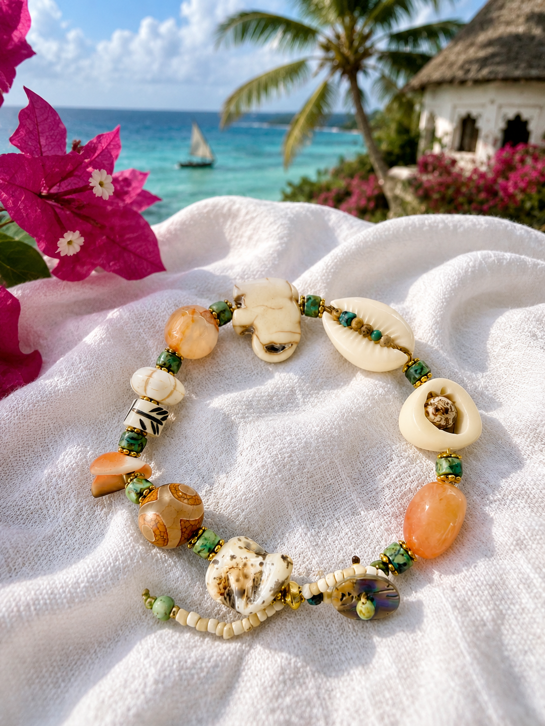 African Zanzibar Island Cowrie Shell Bracelet