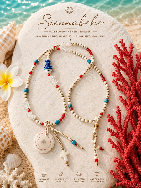 Coastal Island Shell Cross Necklace