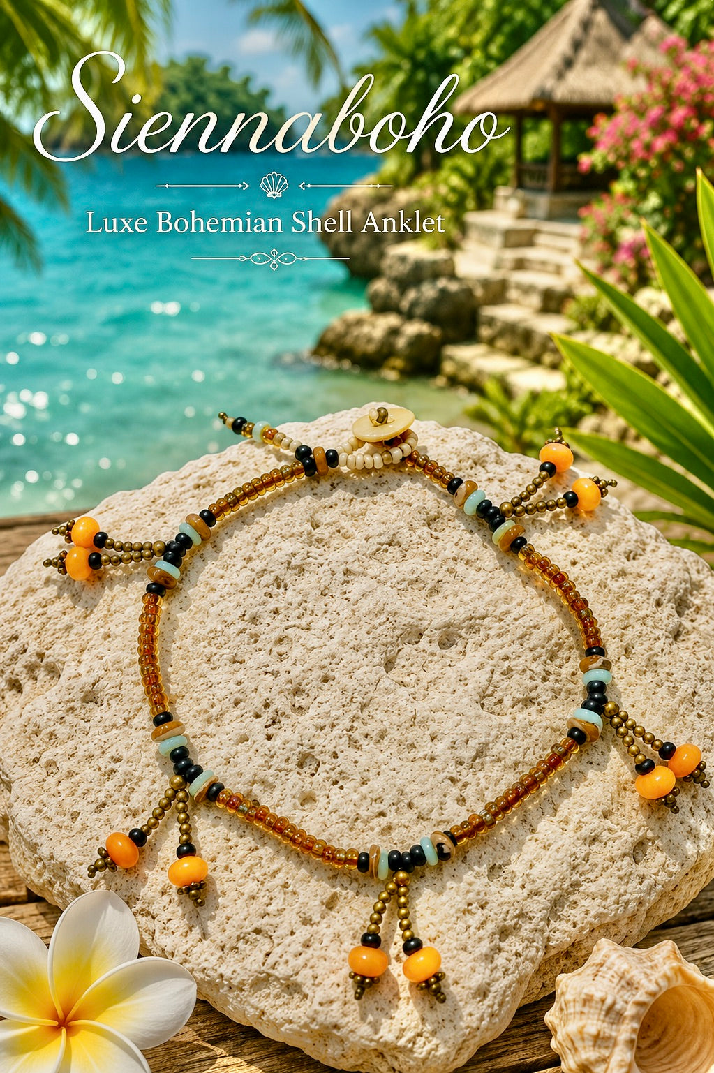 Tribal Beach Seed Bead Anklet