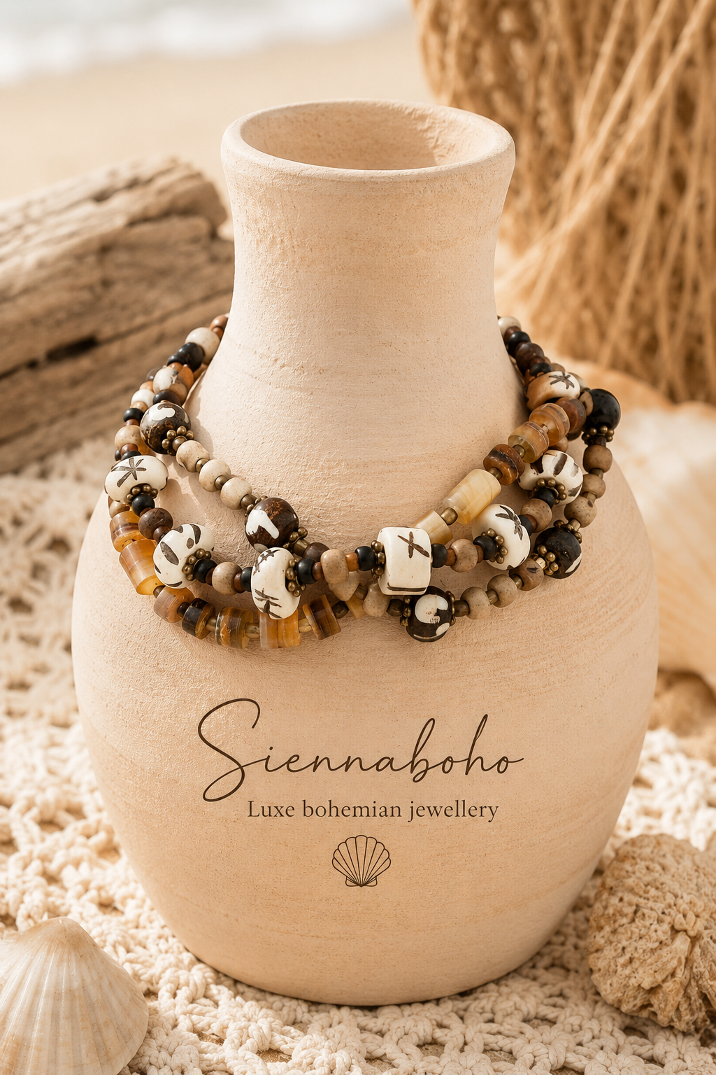 Ocean Shell & Tribal Boho Bracelet