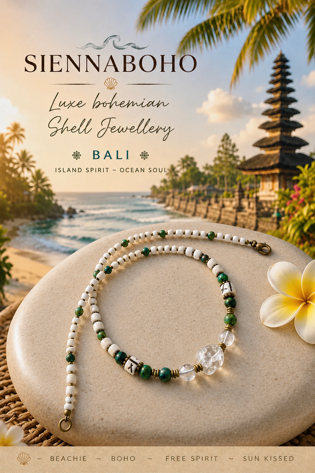 Bali Spirit Quartz & Turquoise Boho Necklace