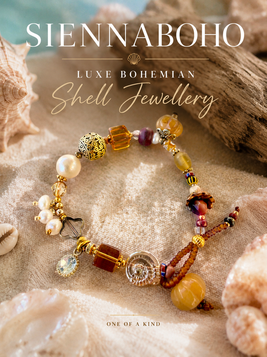 Sun-Kissed Coastal Pearl Charm Bracelet