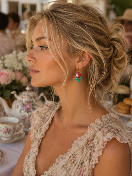 Coral Kiss Crystal Earrings