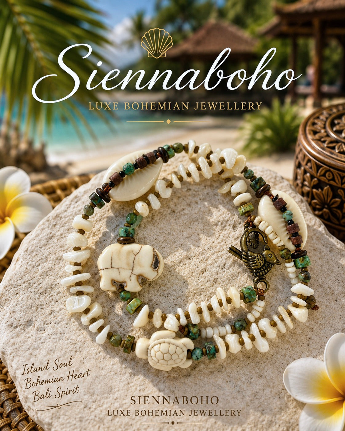 Island Safari Cowrie Shell Wrap Bracelet