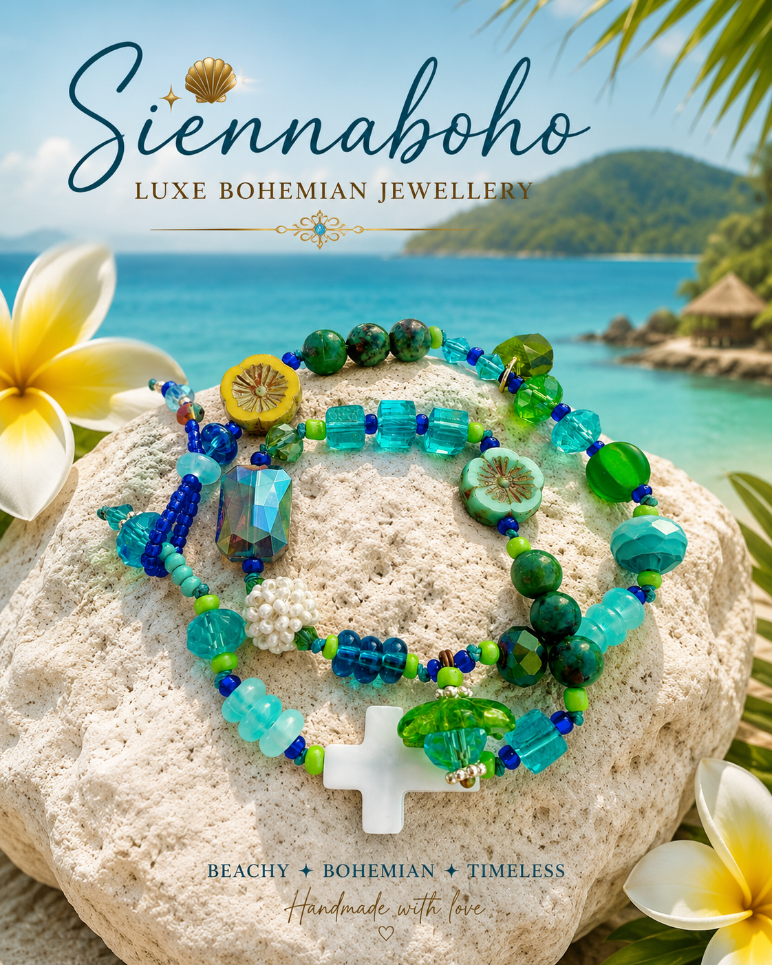 Boho Ocean Cross Knotted Wrap Bracelet