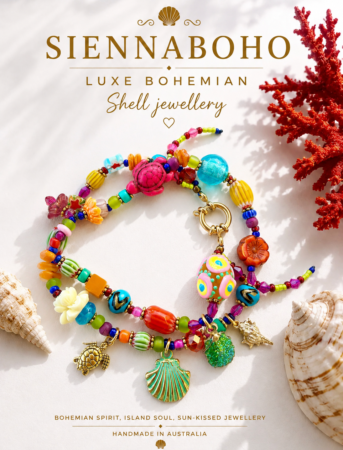 Coastal Treasure Charm Turtle Bracelet