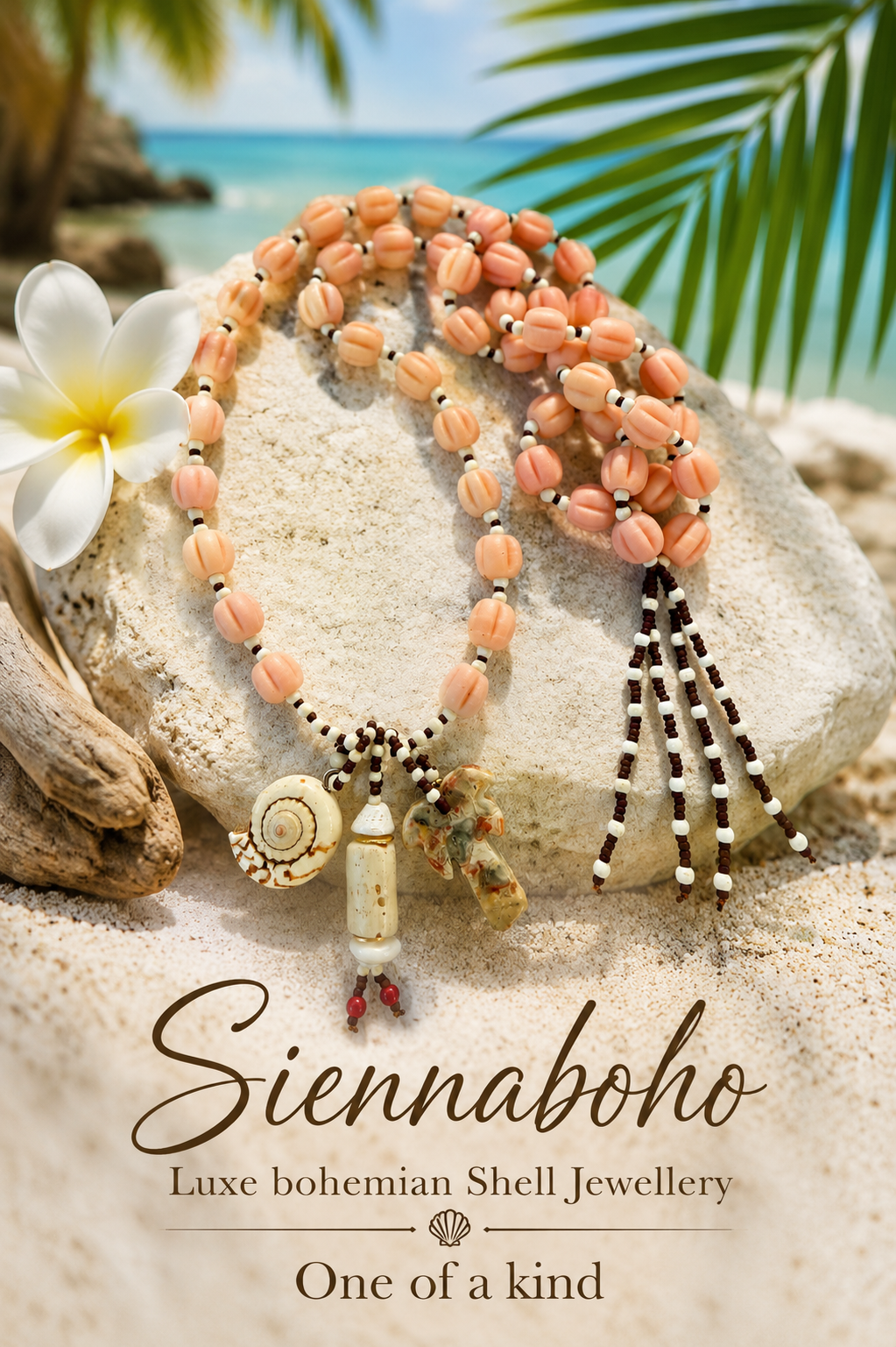 Bali Coral Reef Sunset Shell Necklace
