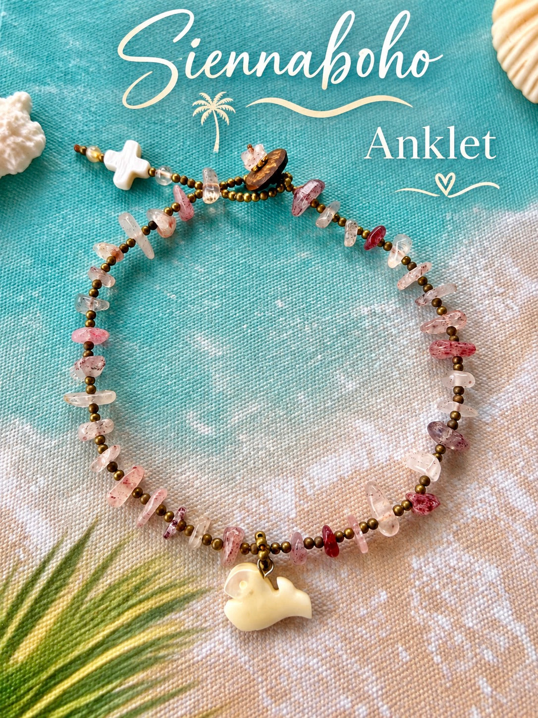 Pink Quartz Crystal Boho Beach Anklet