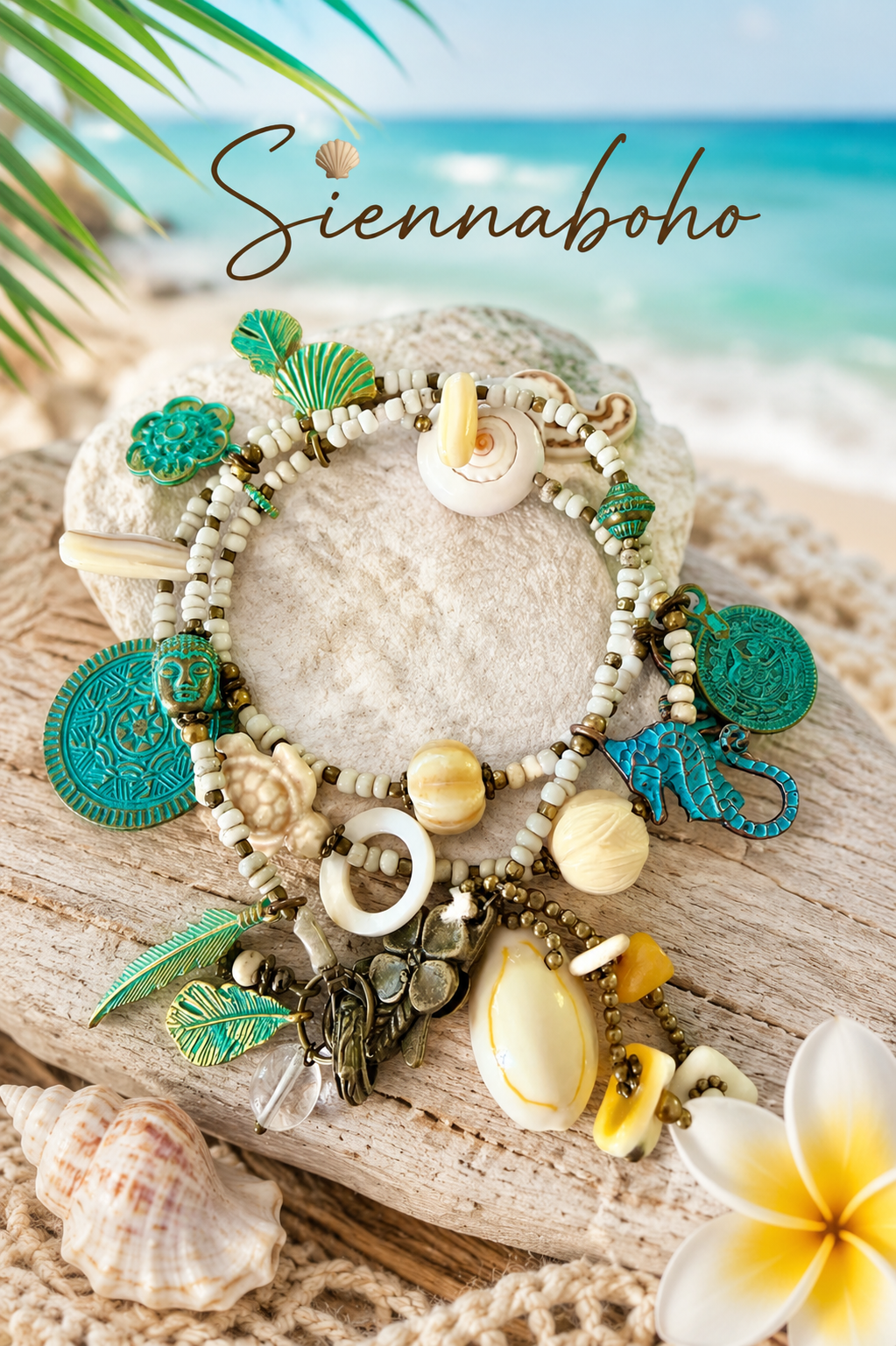 Ocean Spirit Sea - Shell  Charm Wrap Bracelet