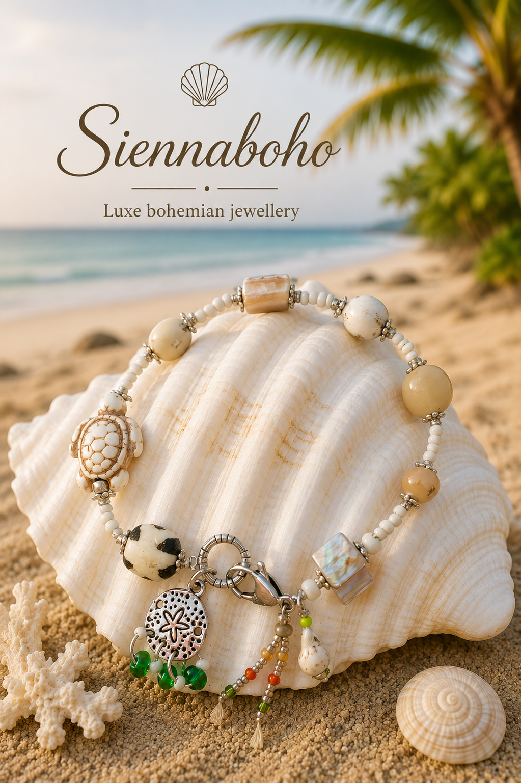 Shell Charm Ocean Seed Bead Bracelet