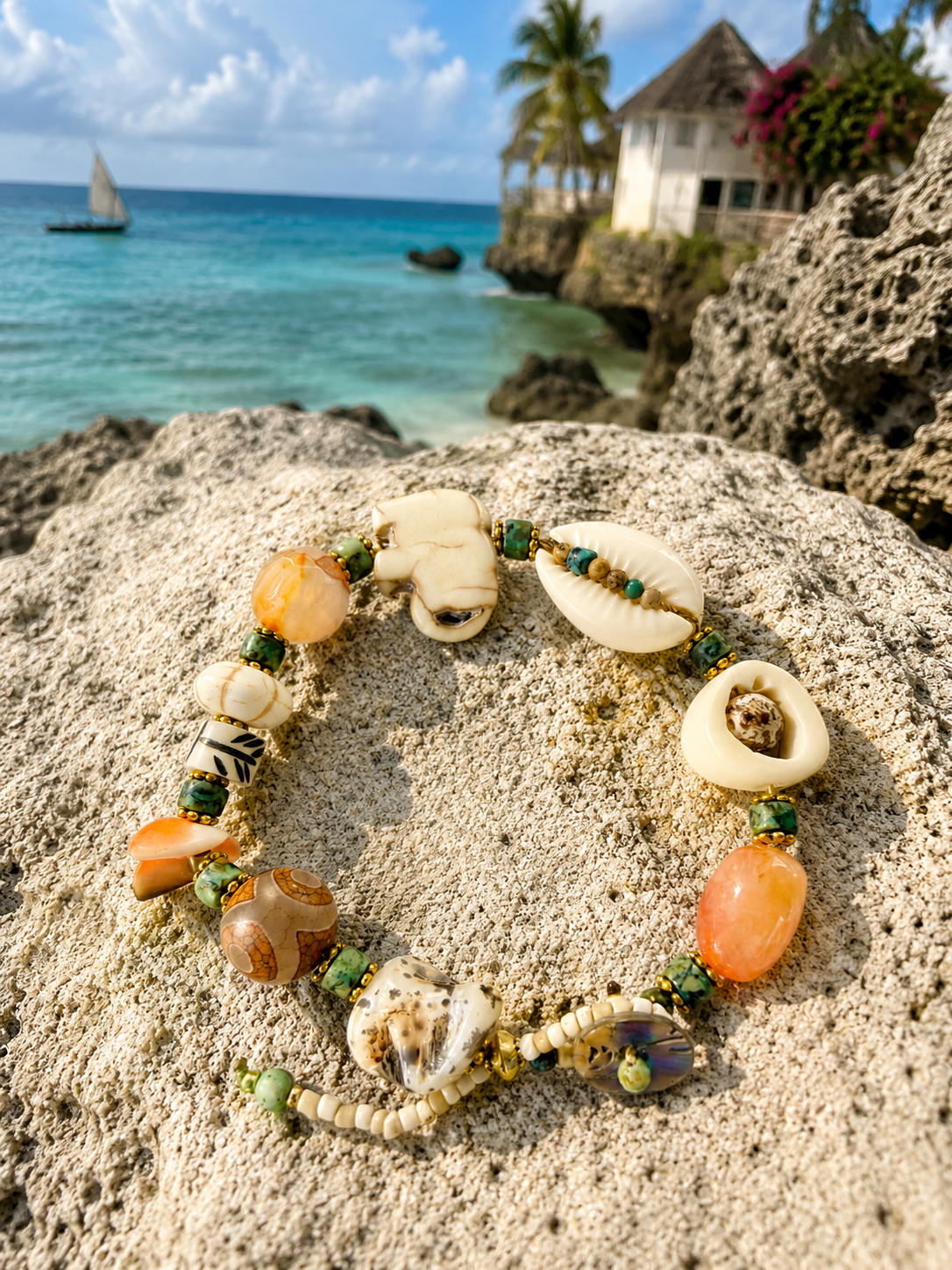 African Zanzibar Island Cowrie Shell Bracelet
