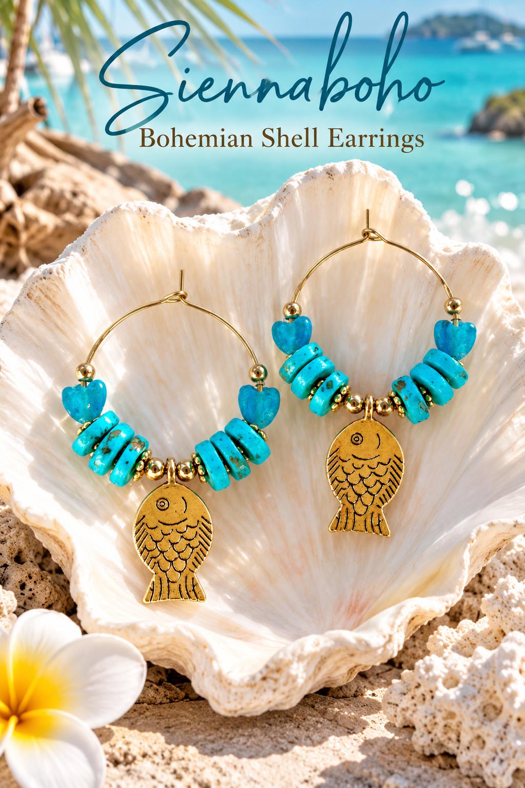 Boho Turquoise Gold Earrings