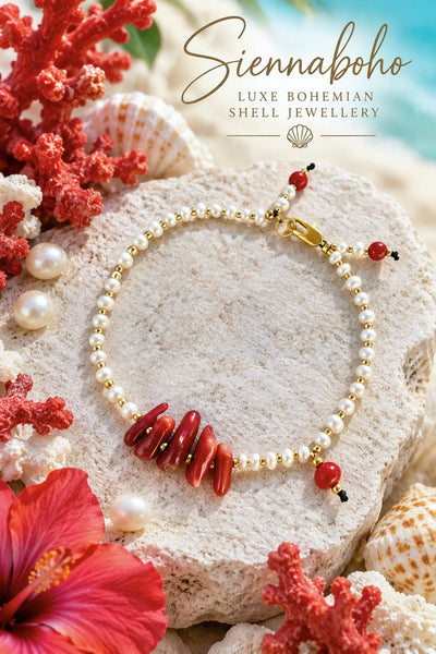 Red Coral Freshwater Pearl Bracelet